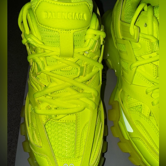 Balenciaga Track Sneakers Women’s sz 9   Fluorescent Yellow Clear Sole Authentic - Picture 6 of 7